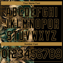 Загрузить изображение в средство просмотра галереи, Custom Black Old Gold 3D Pattern Tropical Hawaii Palm Leaves Authentic Basketball Jersey
