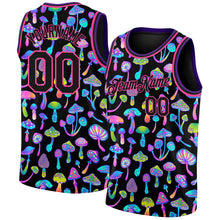 Laden Sie das Bild in den Galerie-Viewer, Custom Black Pink 3D Pattern Design Magic Mushrooms Psychedelic Hallucination Authentic Basketball Jersey