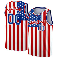 Загрузить изображение в средство просмотра галереи, Custom White Royal-Red 3D American Flag Fashion Authentic Basketball Jersey