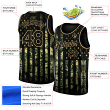 Загрузить изображение в средство просмотра галереи, Custom Camo Black-Old Gold 3D American Flag Fashion Authentic Salute To Service Basketball Jersey