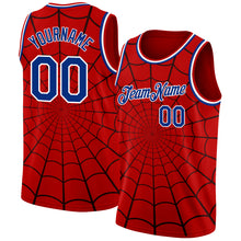 Load image into Gallery viewer, Custom Red Royal-White 3D Pattern Design Spider Web Authentic Basketball Jersey