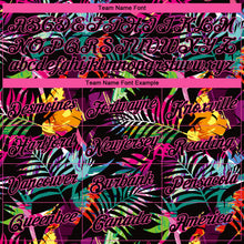 Загрузить изображение в средство просмотра галереи, Custom Black Pink-Light Blue 3D Pattern Tropical Hawaii Palm Leaves Authentic Basketball Jersey