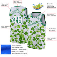 Загрузить изображение в средство просмотра галереи, Custom White Kelly Green 3D Pattern Design St. Patrick's Day Authentic Basketball Jersey