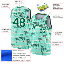 Загрузить изображение в средство просмотра галереи, Custom Teal Kelly Green-White 3D Pattern Tropical Hawaii Palm Trees Authentic Basketball Jersey