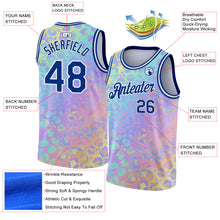 Load image into Gallery viewer, Custom Pink Royal-White 3D Pattern Design Leopard Print Authentic Basketball Jersey