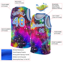 Laden Sie das Bild in den Galerie-Viewer, Custom Galactic Light Blue-White 3D Authentic Basketball Jersey
