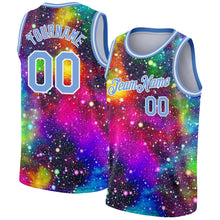 Laden Sie das Bild in den Galerie-Viewer, Custom Galactic Light Blue-White 3D Authentic Basketball Jersey