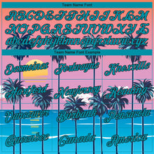 Загрузить изображение в средство просмотра галереи, Custom Orange Teal-Black 3D Pattern Sun Beach Hawaii Palm Trees Authentic Basketball Jersey