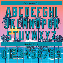 Загрузить изображение в средство просмотра галереи, Custom Orange Teal-Black 3D Pattern Sun Beach Hawaii Palm Trees Authentic Basketball Jersey