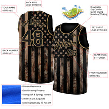 Загрузить изображение в средство просмотра галереи, Custom Camo Black-Old Gold 3D American Flag Fashion Authentic Salute To Service Basketball Jersey