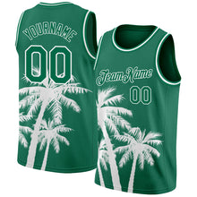 Load image into Gallery viewer, Custom Kelly Green White 3D Pattern Tropical Hawaii Coconut Trees Authentic Basketball Jersey