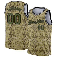Laden Sie das Bild in den Galerie-Viewer, Custom Camo Olive-Black 3D Authentic Salute To Service Basketball Jersey