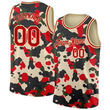 Laden Sie das Bild in den Galerie-Viewer, Custom Camo Red-Cream 3D Authentic Salute To Service Basketball Jersey