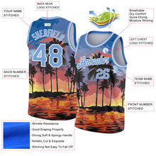 Загрузить изображение в средство просмотра галереи, Custom Light Blue White 3D Pattern Tropical Hawaii Palm Trees Authentic Basketball Jersey