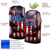 Загрузить изображение в средство просмотра галереи, Custom Black Royal-Red 3D Eagle American Flag Authentic Basketball Jersey