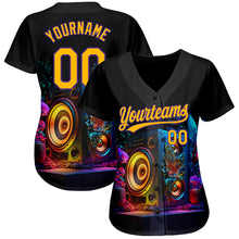 Charger l'image dans la galerie, Custom Black Gold-Purple 3D Pattern Design Music Festival Vintage Speaker Music Sound System Authentic Baseball Jersey