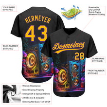 Charger l'image dans la galerie, Custom Black Gold-Purple 3D Pattern Design Music Festival Vintage Speaker Music Sound System Authentic Baseball Jersey