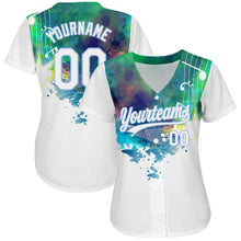 Загрузить изображение в средство просмотра галереи, Custom White Light Blue 3D Pattern Design Music Festival Abstract Colorful Music Grunge Style Authentic Baseball Jersey