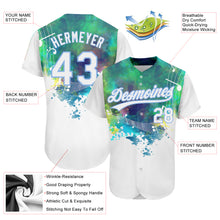 Загрузить изображение в средство просмотра галереи, Custom White Light Blue 3D Pattern Design Music Festival Abstract Colorful Music Grunge Style Authentic Baseball Jersey