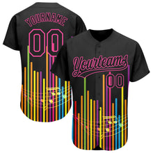 Load image into Gallery viewer, Custom Black Pink 3D Pattern Design Music Festival Abstract Music Soundwave Authentic Baseball Jersey