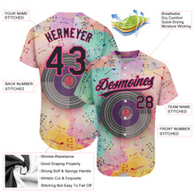 Загрузить изображение в средство просмотра галереи, Custom Pink Black 3D Pattern Design Music Festival Watercolor Colored Musical Notes Authentic Baseball Jersey
