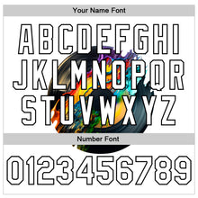 Load image into Gallery viewer, Custom White Black 3D Pattern Design Music Festival Record With Colorful Splatter Authentic Baseball Jersey