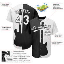 Загрузить изображение в средство просмотра галереи, Custom Black White 3D Pattern Design Music Festival Guitar Rock And Roll Authentic Baseball Jersey