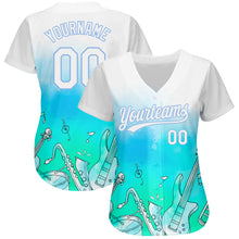 Загрузить изображение в средство просмотра галереи, Custom White Light Blue 3D Pattern Design Music Festival Musical Instruments Authentic Baseball Jersey