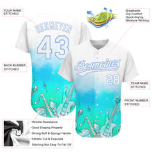 Загрузить изображение в средство просмотра галереи, Custom White Light Blue 3D Pattern Design Music Festival Musical Instruments Authentic Baseball Jersey