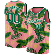 Загрузить изображение в средство просмотра галереи, Custom Medium Pink Kelly Green-White 3D Pattern Tropical Hawaii Leaves Authentic Basketball Jersey