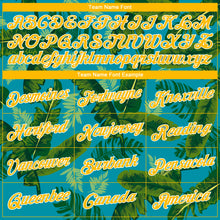 Загрузить изображение в средство просмотра галереи, Custom Teal Gold-White 3D Pattern Tropical Hawaii Leaves Authentic Basketball Jersey