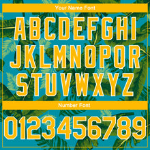 Загрузить изображение в средство просмотра галереи, Custom Teal Gold-White 3D Pattern Tropical Hawaii Leaves Authentic Basketball Jersey