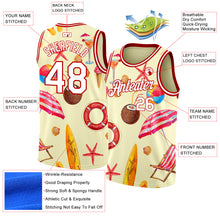 Загрузить изображение в средство просмотра галереи, Custom Cream White-Red 3D Pattern Tropical Hawaii Beach Authentic Basketball Jersey