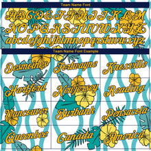 Загрузить изображение в средство просмотра галереи, Custom White Gold-Navy 3D Pattern Tropical Hawaii Plant And Flower Authentic Basketball Jersey