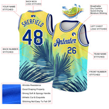 Загрузить изображение в средство просмотра галереи, Custom Yellow Royal-White 3D Pattern Tropical Hawaii Leaves Authentic Basketball Jersey