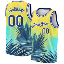 Загрузить изображение в средство просмотра галереи, Custom Yellow Royal-White 3D Pattern Tropical Hawaii Leaves Authentic Basketball Jersey