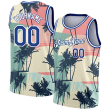 Загрузить изображение в средство просмотра галереи, Custom Cream Royal-White 3D Pattern Tropical Hawaii Trees Authentic Basketball Jersey
