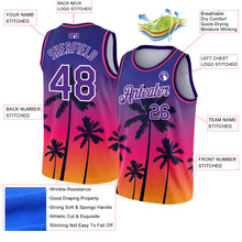 Загрузить изображение в средство просмотра галереи, Custom Purple White 3D Pattern Tropical Hawaii Trees Authentic Basketball Jersey