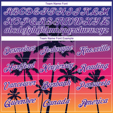 Загрузить изображение в средство просмотра галереи, Custom Purple White 3D Pattern Tropical Hawaii Trees Authentic Basketball Jersey