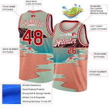 Загрузить изображение в средство просмотра галереи, Custom Teal Red-White 3D Pattern Tropical Beach Hawaii Palm Trees Authentic Basketball Jersey