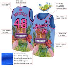 Загрузить изображение в средство просмотра галереи, Custom Light Blue Pink-Black 3D Pattern Cartoon Tropical Hawaii Rainforest Authentic Basketball Jersey
