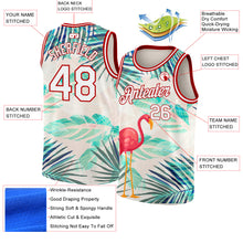Загрузить изображение в средство просмотра галереи, Custom White Red 3D Pattern Tropical Hawaii Leaves And Flamingo Authentic Basketball Jersey