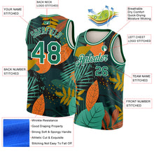 Загрузить изображение в средство просмотра галереи, Custom Black Kelly Green-White 3D Pattern Tropical Hawaii Leaves Authentic Basketball Jersey