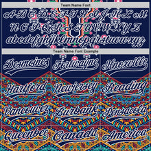 Charger l'image dans la galerie, Custom Navy White 3D Pattern Design Vintage Floral African Ethnic Style Authentic Baseball Jersey