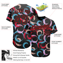 Load image into Gallery viewer, Custom Black Red 3D Pattern Design Abstract Grunge Art Authentic Baseball Jersey