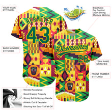 Загрузить изображение в средство просмотра галереи, Custom Yellow Kelly Green 3D Pattern Design African Happy Kwanzaa Authentic Baseball Jersey