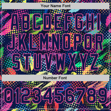 Charger l'image dans la galerie, Custom Navy Pink 3D Pattern Design Abstract Halftone Circles Zigzag Style Authentic Baseball Jersey