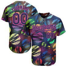 Charger l'image dans la galerie, Custom Navy Pink 3D Pattern Design Abstract Halftone Circles Zigzag Style Authentic Baseball Jersey