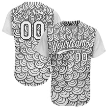 Load image into Gallery viewer, Custom White Black 3D Pattern Design Abstract Doodle Line Art Authentic Baseball Jersey