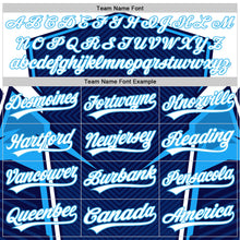 Charger l'image dans la galerie, Custom Navy White-Sky Blue 3D Pattern Design Abstract Sport Authentic Baseball Jersey